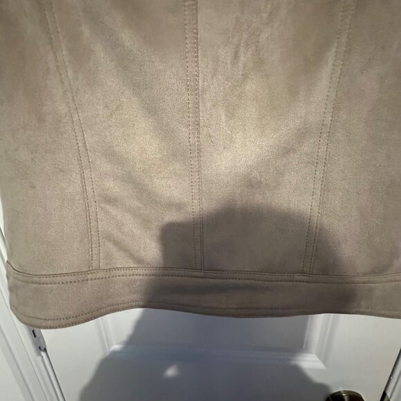 Philosophy Taupe Sleeveless Moto Vest Jacket L With Zipper Pockets & Notch Lapel - Picture 10 of 12